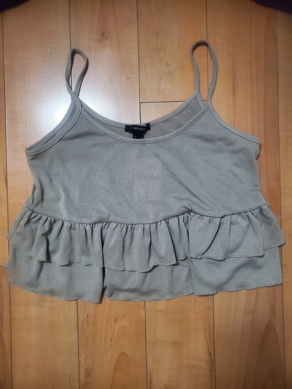Forever 21 Khaki Ruffle Camisole Tank